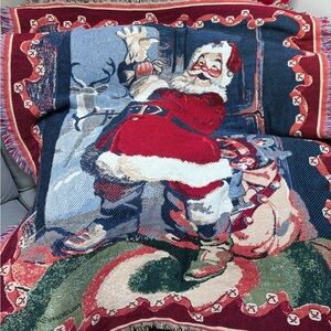 Christmas theme tapestry throw vintage